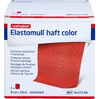 Elastomull haft color 8 cmx20 m Fixierb.rot 1 St Binden