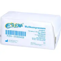 ERENA Mullkompr.7,5x7,5 cm unsteril 8fach 100 St Kompressen