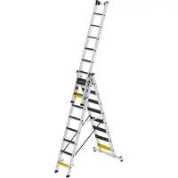 Günzburger Steigtechnik Stufen-Mehrzweckleiter 3tlg. mit nivello-Traverse und clip-step R13 3 x 8 Stufen - 033325