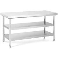 Royal Catering Edelstahl-Arbeitstisch - ECO - 150 x 70 cm - 500 kg - Zwischenboden - RCWT-150X70-3L-E