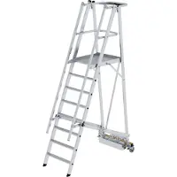 MUNK Günzburger Steigtechnik MUNK Podestleiter fahrbar mit schmaler Traverse 8 Stufen