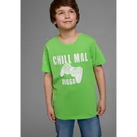 Kidsworld T-Shirt "Mit Spruch: CHILL MAL" Kurzarm, Basic-Stil, mit coolen Schriftzügen, Rundhalsausschnitt