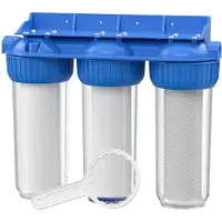 Naturewater NW-BR10B4 3 Stufen Wasserfilter, 5 µ, 26,16 mm (3/4"), Ø60 mm PP Kartusche, Filter Wandhalterung, Filterschlüssel, Sedimentfilter Aktivkohleblock Aktivkohlegranulat