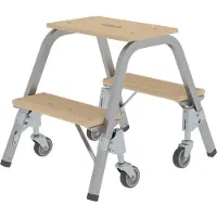 MUNK Günzburger Steigtechnik MUNK Stahl-Holz-Tritt mit Brems-Lenkrollen 2 Stufen