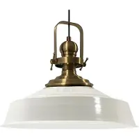 Bamyum Pendelleuchte Metall Ø41 cm, Weiß innen weiß, E27, Vintage Lampe
