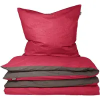 Schiesser Bettwäscheset Doubleface | Unifarben | Renforcé | 2-teilig | 100% Baumwolle | Angenehm weich & glatt | YKK-Reißverschluss | 135x200 cm + 80x80 cm | Rot-Dunkelgrau