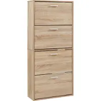 En.casa Schuhschrank Sykkylven 134x60x24 cm mit 4 Klappen Sonoma-Eiche