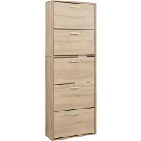 En.casa Schuhschrank Sykkylven 169x60x24 cm mit 5 Klappen Sonoma-Eiche