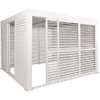 Mendler Alu Pergola MCW-L46, Pavillon Terrassenüberdachung, 6x Lamellenpaneel 6x Schiebetüren, 11cm-Gestell, 3x3m weiß