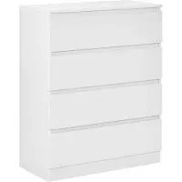 Beliani Kommode Weiß Spanplatte 4 Schubladen 100 x 80 cm Wohnzimmer Schlafzimmer Flur Skandinavisches Design