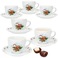 MamboCat Candyman Kaffeetassen mit Untertassen für 6 Personen Porzellan Tee Kakao eisblau