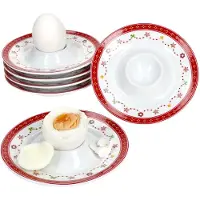 MamboCat 6x Weihnachtstraum Eierbecher mit Ablage Porzellan 6 Pers. Frühstück Weihnachten