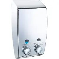 Wenko Varese Seifenspender, Chrom, Nachfüllbarer Kunststoffspender für Bad, Dusche und WC, 2-Kammer-System, Fassungsvermögen: 2 x 450 ml