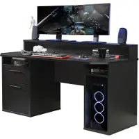 Die Möbelfundgrube Gaming Tisch 160 cm Computerschreibtisch schwarz - TEZAUR