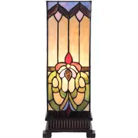 Clayre & Eef Tiffany Tischlampe 17x17x44 cm Beige Blau Glas