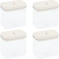 Krumble Vorratsgläser - 4er-Set - 800 ml - Vorratsgläser - Vorratsgläser - Luftdichter Deckel - Vorratsgläser - Spülmaschinenfest - Kunststoff - Transparent - Beige