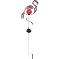Star Trading LED Solar Gartenstecker Flamingo - rote LED in Glaskugel - H: 80cm - Dämmerungssensor - pink