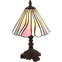 Clayre & Eef Tiffany Tischlampe Ø 20x34 cm Rosa Beige Glas