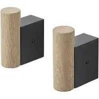 Muuto Attach Hook Set of 2 Oak/Black - , Schwarz, Holz