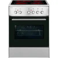 Exquisit ECM 6-4 BZ Inox Elektro-Standherd | Glaskeramik | Bräter-/ Zweikreiszone | Ober-/ Unterhitze, Grill | Umluft | Inox