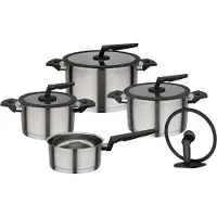 GSW Topf-Set "APART" Set, je 1 Fleischtopf 16/20/24 cm, 1 Stieltopf 16 cm, 9 Stk. tlg. Edelstahl 18/8