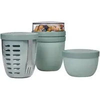Mepal Lunchbox "Lunchpot, Fruitpot und Snackpot Ellipse 3er Set", grün (nordic sage), B:2cm H:2cm L:2cm Ø:10,7cm, Kunststoff, Lebensmittelaufbewahrungsbehälter, Lunchbox
