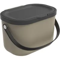 Rotho Biomülleimer 3,2 L Albula - Mülleimer 22,2 x 17,2 x 14,7 cm - Abfalleimer mit Deckel - Müllbehälter mit Griffen - Küchenabfalleimer