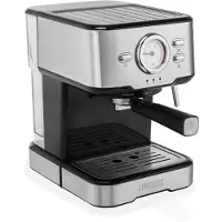 Princess 01.249415.01.001 Espresso und ESE-Adapter, Espressomaschine, 1,5 l, Kaffeekapsel, Kaffeepad, Gemahlener Kaffee, 1100 W, Schwarz, Edelstahl