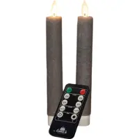 Annas collection Dinner Kerze Wachs führte bewegliche Flamme auf Batterie mit Fernbedienung 2 Stück h18 cm taupe (bruin)