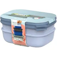 Mepal Sale - Summer Sale - Promoset Frischhaltedosen Cirqula - Mikrowellengeschirr - Multikom rechteckig 1000 ml 2-teilig - Nordic blue - Meal prep boxen