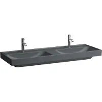 Laufen MEDA Doppelwaschtisch, unterbaufähig, 1300x460mm, 1 Hahnloch je Becken, ohne Überlauf, H8141127581111, Farbe: Graphit matt