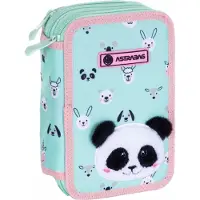 Astrabag Teddy Panda dreifach gefaltete Federtasche mit Zubehör
