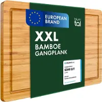 Blumtal Schneidebrett Bambus XXL mit Saftrille 45 cm x 30 cm x 2 cm