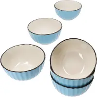 MÄSER OSITA Hellblau Weiß 6x Müsli-Schale 450ml blau Steingut 6 Pers Dessert-Schüssel