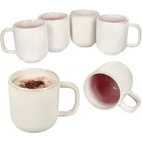 MamboCat 6er Set Reactive Glaze Paris Kaffeebecher 350ml Pink Teetassen Kakao zylindrisch