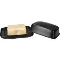 MamboCat RUNA Butterdose mit Deckel schwarz aus Steingut - 24302141****Vorpackplatz:REIHE 42.6///PLATZ 2