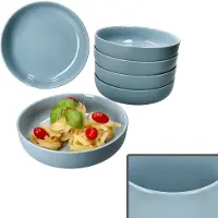 Ritzenhoff & Breker Ritzenhoff 6x Jasper Suppenteller 610ml Graublau Steingut 6 Pers. tiefe Teller