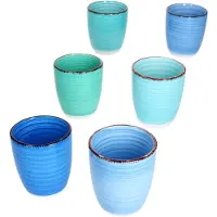 MamboCat 6er Set Blue Mokkabecher ohne Henkel 150ml 6 Personen Matcha Tee Tasse Espresso