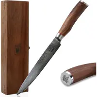 Zayiko Kurumi Damast Tranchier- & Fleischmesser I 20 cm Klinge I Nussbaumgriff I Holzbox