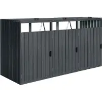 Axi Owen Mülltonnenbox aus Metall in Anthrazit | Mülltonnenverkleidung aus wetterfestem verzinktem Stahl mit Deckel für 3 Tonnen - 240L/720 L | Müllbox/Aufbewahrungsbox für Mülltonnen