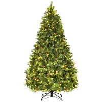 Coast 225cm LED Künstlicher Weihnachtsbaum, Christbaum mit Klappsystem und Metallständer, Tannenbaum geschmückt, Kunstbaum Weihnachten ideal für Zuhause, Büro, Geschäfte und Hotels