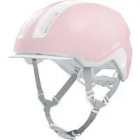 ABUS Urban Helm HUD-Y - mit magnetischem, aufladbarem LED-Rücklicht & Magnetverschluss - cooler Fahrradhelm für den Alltag - für Damen und Herren - pure rose, Größe S