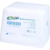 ERENA Mullkompr.10x10 cm unsteril 8fach 100 St Kompressen