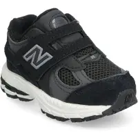 New Balance Unisex für Kinder. IV2002V1 Leder-Sneakers 2002 Hook & Loop schwarz (18.5), Wohnung, Wildleder, Klettverschluss, Lässig, Kinderb