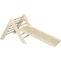 Tryco Holz-Kletterdreieck mit Rutsche - Montessori Spielzeug für Motorik