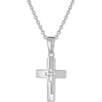 Trendor 28402 Kinder-Halskette Mit Kleinem Kreuz 925 Silber Rhodiniert