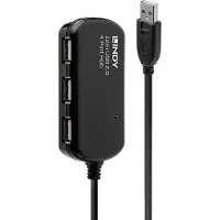 Lindy 4-Port USB 2.0 Hub, 480 Mbit/Sek, 12 m, USB 2.0/1.1, Win ME, 2000, XP, Vista Mac OS Linux, 1x USB-A M, 4x USB-A FM