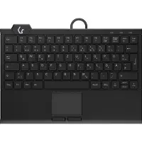Keysonic KSK-5210ELU (DE) Mini Tastatur, Touchpad, Hintergrundbeleuchtung, schwarz, Kabelgebunden, USB, Membran Key Switch, QWERTZ, LED, Schwarz