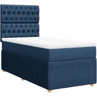vidaXL Boxspringbett mit Matratze Blau 100x200 cm Stoff