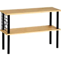 Kesper Küchenregal Bambus – 2 Ebenen – 55 x 20 x 38 cm – Metallgestell schwarz – inkl. Gitterhaken & Drahtgitter für Küchenutensilien – 58809